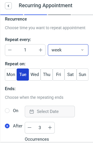 Booking a vocal session - booking repeat appointments Booking a vocal session - booking repeat appointments